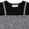 ベビー服 女の子 千鳥柄 キャミソール重ね着風 音符刺繍 AラインTシャツ ホワイト×ブラック(10) デザインポイント1