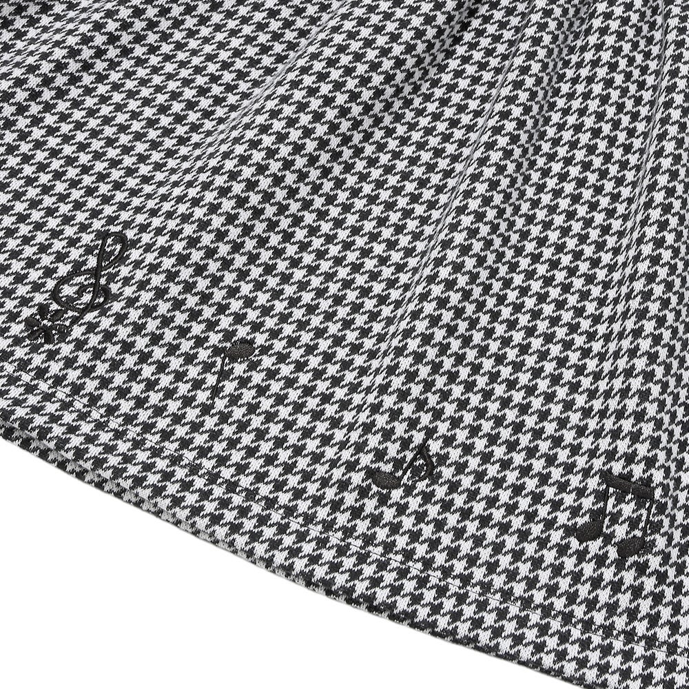 ベビー服 女の子 千鳥柄 キャミソール重ね着風 音符刺繍 AラインTシャツ ホワイト×ブラック(10) デザインポイント2