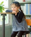 ベビー服 女の子 千鳥柄 キャミソール重ね着風 音符刺繍 AラインTシャツ ホワイト×ブラック(10) モデル画像2
