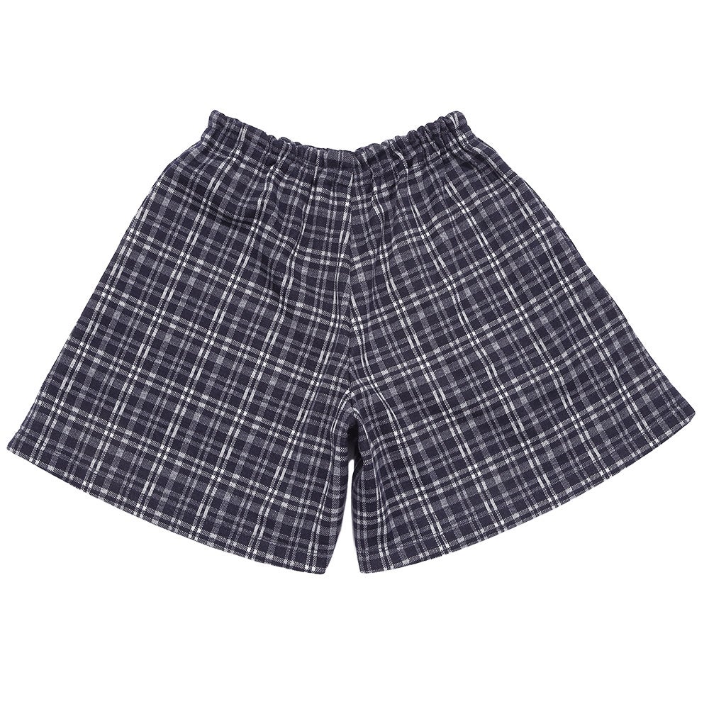 子供服 女の子 チェック柄 キュロットパンツ ネイビー(06) 正面