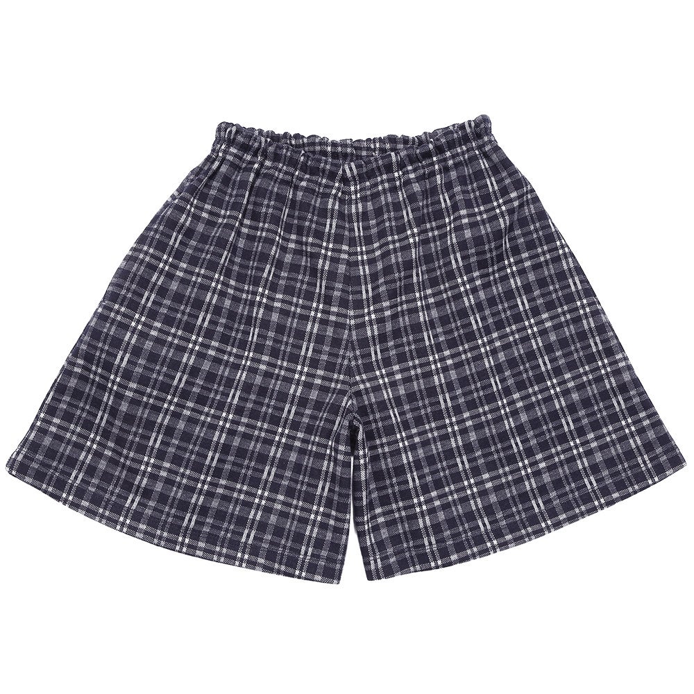 子供服 女の子 チェック柄 キュロットパンツ ネイビー(06) 背面