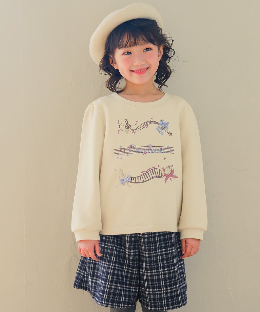 子供服 女の子 チェック柄 キュロットパンツ ネイビー(06) モデル画像アップ