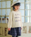 子供服 女の子 チェック柄 キュロットパンツ ネイビー(06) モデル画像全身
