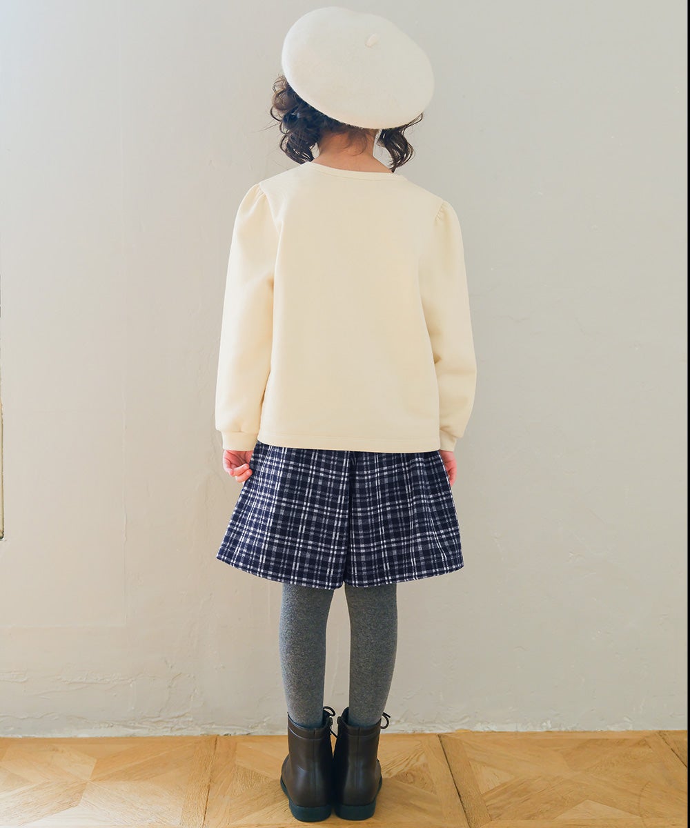 子供服 女の子 チェック柄 キュロットパンツ ネイビー(06) モデル画像4