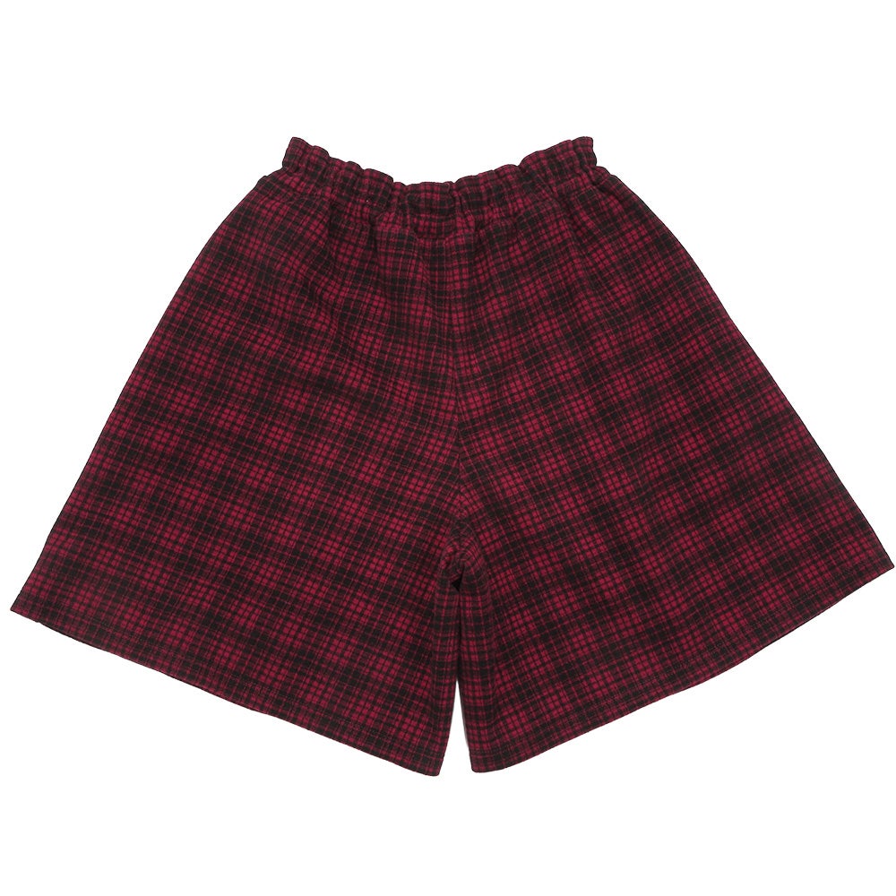子供服 女の子 チェック柄 タック キュロットパンツ レッド(03) 背面