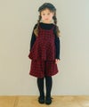 子供服 女の子 チェック柄 タック キュロットパンツ レッド(03) モデル画像2