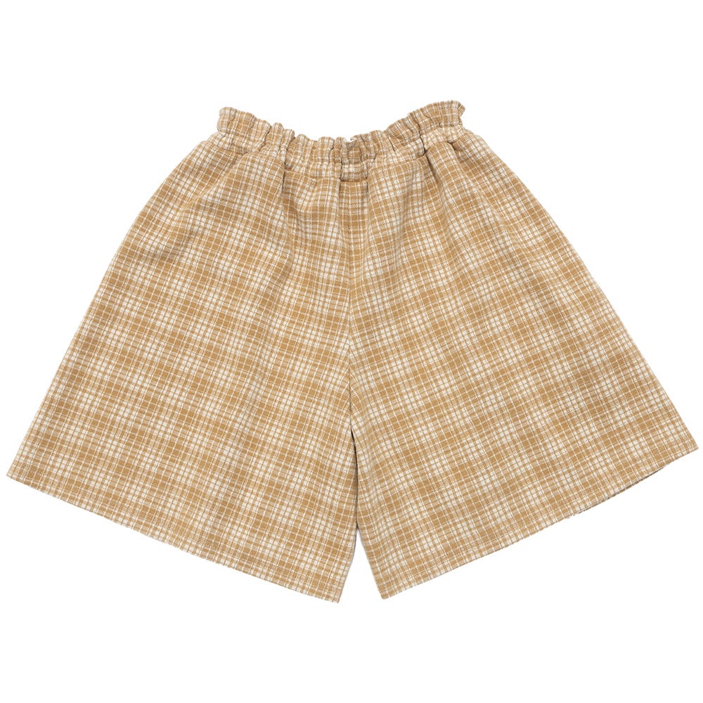 子供服 女の子 チェック柄 タック キュロットパンツ ベージュ(51) 背面