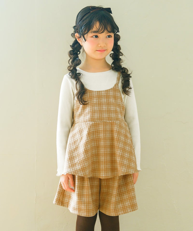 セットアップにも最適なチェックキュロットパンツ【秋冬女の子】