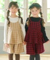 子供服 女の子 チェック柄 タック キュロットパンツ ベージュ(51) モデル画像2