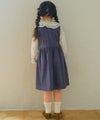 ベビー服 女の子 デニムツイルニット 音符 ロゴ刺繍 ボタン開き ワンピース ネイビー(06) モデル画像3