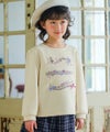 ベビー服 女の子 音符 刺繍 五線譜モチーフ リボン トレーナー アイボリー(12) モデル画像アップ