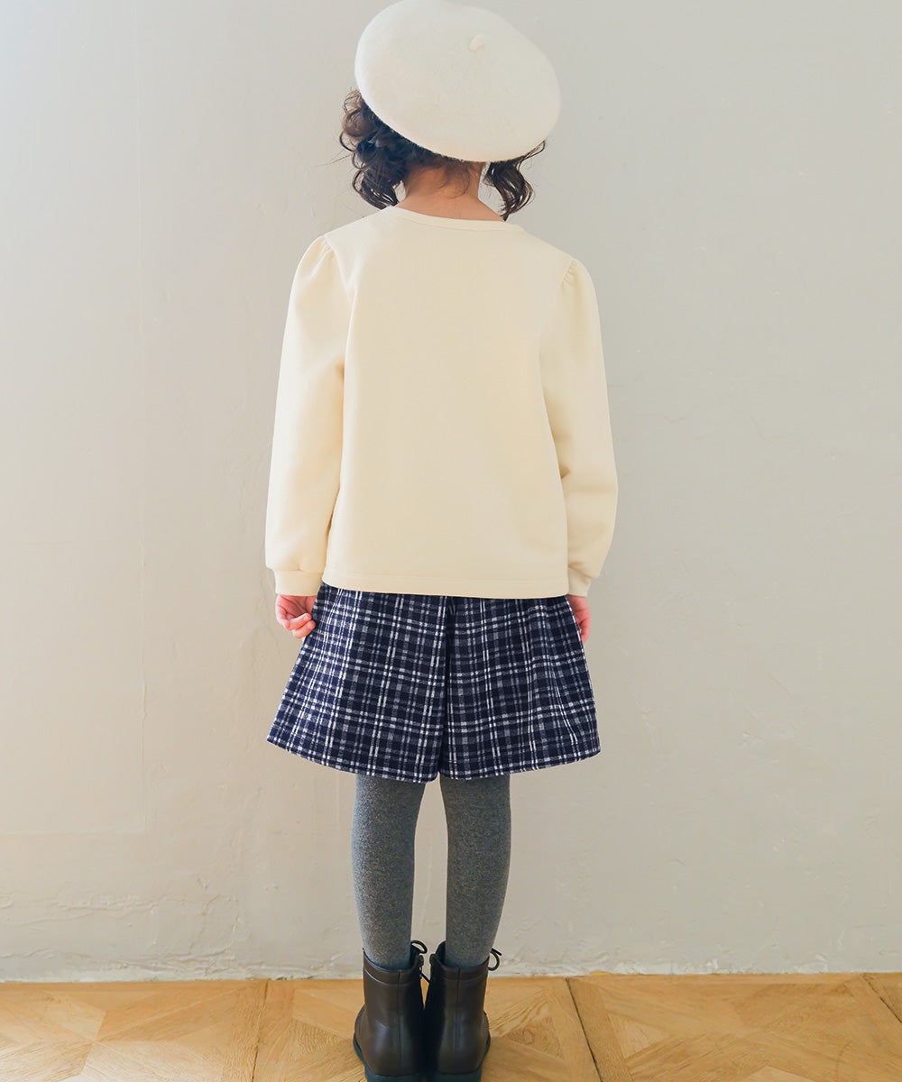 ベビー服 女の子 音符 刺繍 五線譜モチーフ リボン トレーナー アイボリー(12) モデル画像3