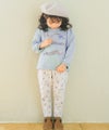 ベビー服 女の子 音符 刺繍 五線譜モチーフ リボン トレーナー ブルー(61) モデル画像2