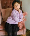 子供服 女の子 ストレッチツイル プリーツ風 キュロットパンツ ブラック(00) モデル画像アップ