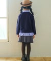 子供服 女の子 リボン ロゴ 刺繍 襟付き シャツ トレーナー 重ね着風 Tシャツ ネイビー(06) モデル画像3