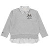 子供服 女の子 リボン ロゴ 刺繍 襟付き シャツ トレーナー 重ね着風 Tシャツ 杢ｸﾞﾚｰ(92) 正面