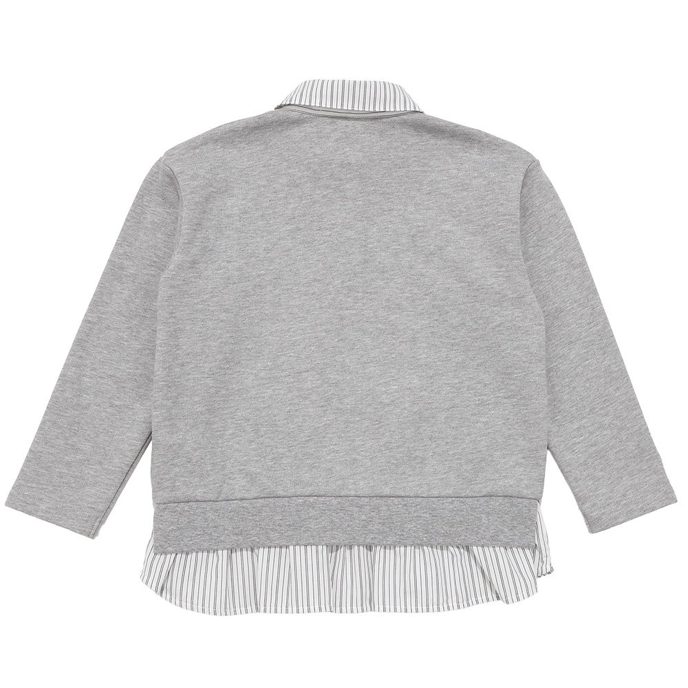 子供服 女の子 リボン ロゴ 刺繍 襟付き シャツ トレーナー 重ね着風 Tシャツ 杢ｸﾞﾚｰ(92) 背面