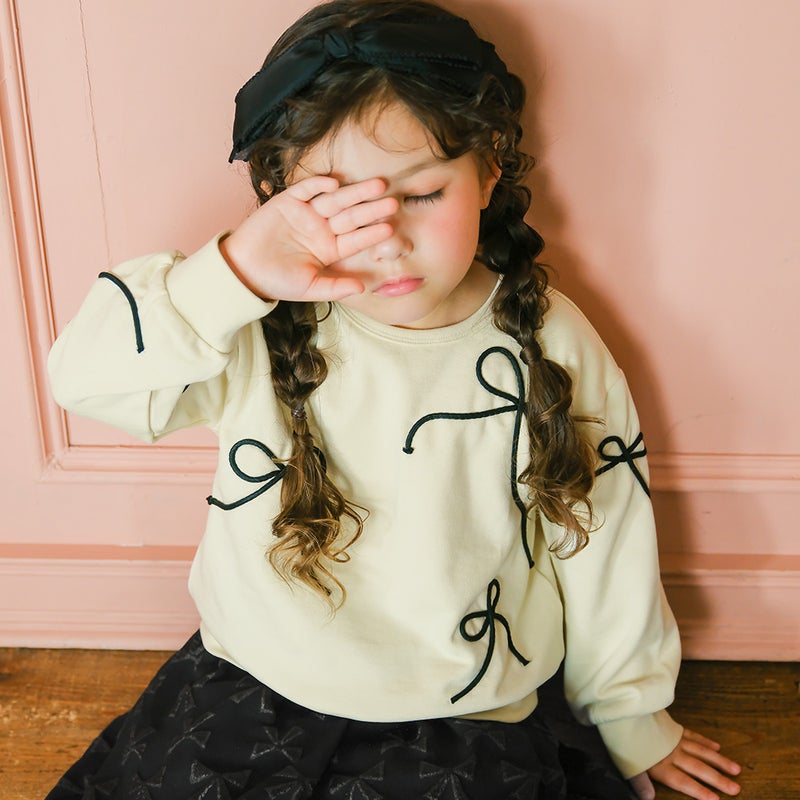 子供服 女の子 子ども服 こども キッズ ジュニア 長そで リボンモチーフつき