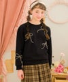 子供服 女の子 子ども服 こども キッズ ジュニア 長そで リボンモチーフつき ブラック(00) モデル画像1