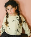 子供服 女の子 子ども服 こども キッズ ジュニア 長そで リボンモチーフつき アイボリー(12) モデル画像アップ
