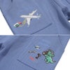 ベビー服 男の子 飛行機 乗り物 恐竜 刺繍 ポケットつき ストレッチ ベイカーパンツ ブルー(61) デザインポイント1
