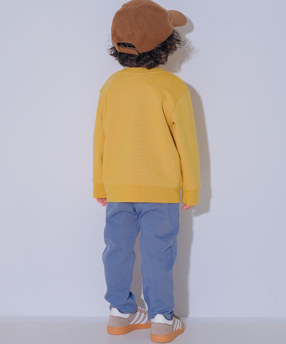 ベビー服 男の子 飛行機 乗り物 恐竜 刺繍 ポケットつき ストレッチ ベイカーパンツ ブルー(61) モデル画像全身