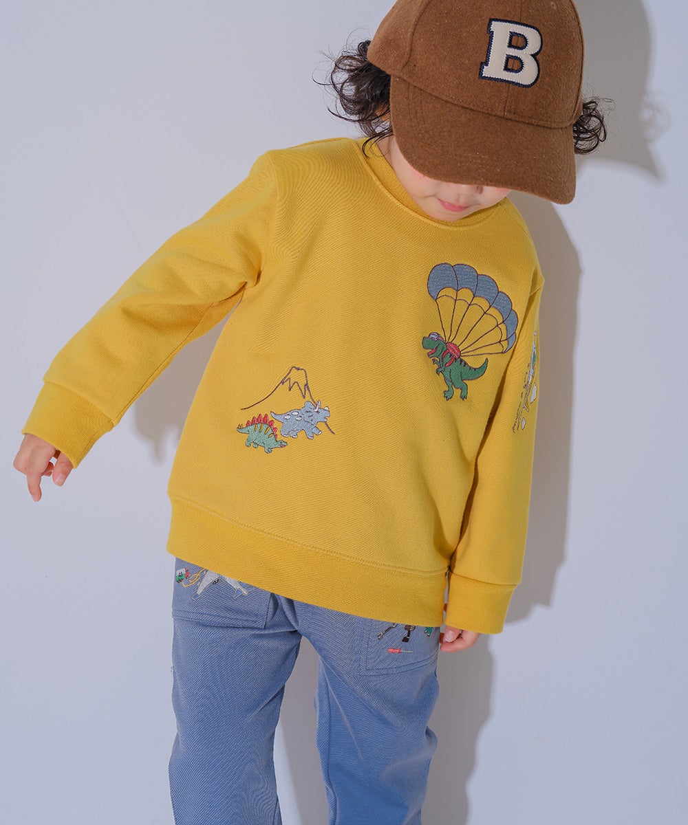 ベビー服 男の子 飛行機 乗り物 恐竜 刺繍 ポケットつき ストレッチ ベイカーパンツ ブルー(61) モデル画像4