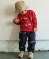 ベビー服 男の子 ハンバーガー はたらく車 乗り物刺繍 ストレッチパンツ ネイビー(06) モデル画像アップ