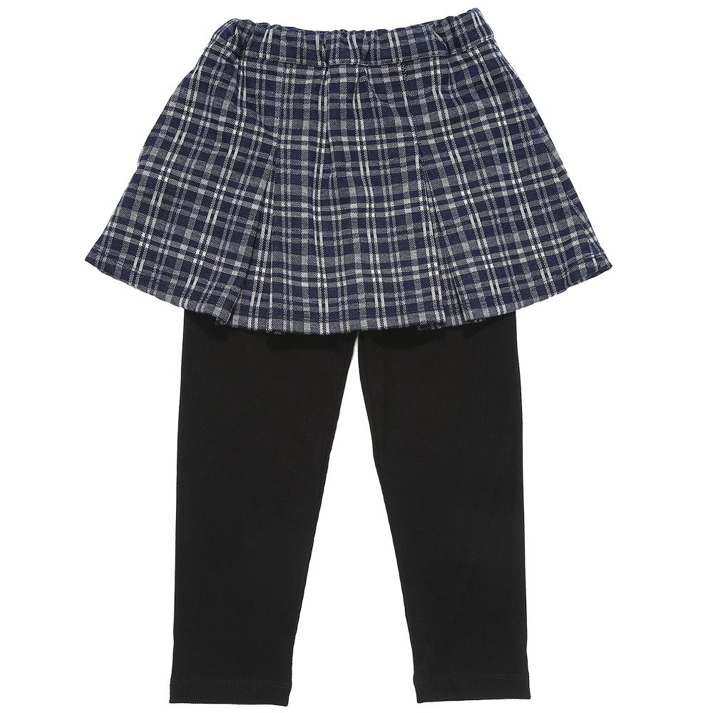 ベビー服 女の子 チェック柄 10分丈 スカッツ ネイビー(06) 正面