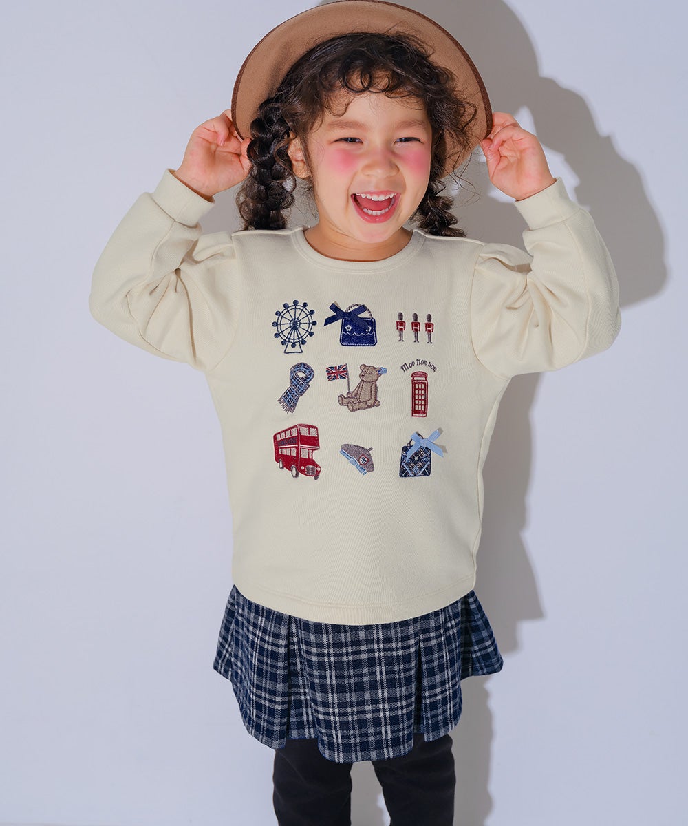 ベビー服 女の子 チェック柄 10分丈 スカッツ ネイビー(06) モデル画像3