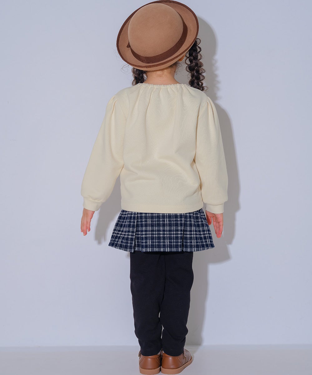 ベビー服 女の子 チェック柄 10分丈 スカッツ ネイビー(06) モデル画像4