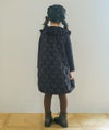 子供服 女の子 リボン柄 タック バルーンワンピース ブラック(00) モデル画像3