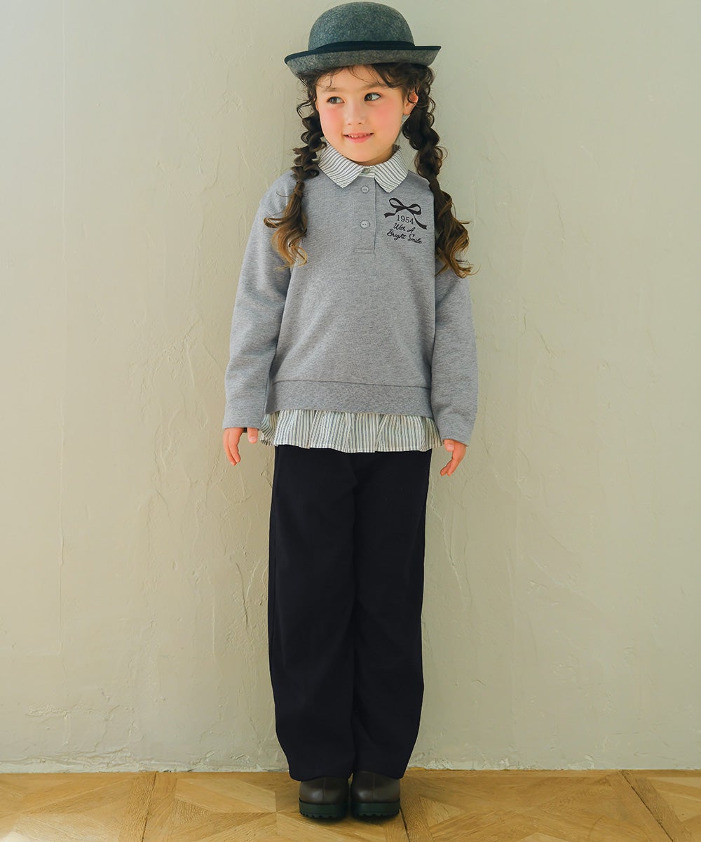 子供服 女の子 男女兼用 ウエストゴム ストレッチパンツ ブラック(00) モデル画像1