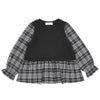 ベビー服 女の子 子ども服 こども キッズ ジュニア チェック柄 重ね着風 Aライン 長そでトレーナー ブラック(00) 正面