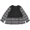 ベビー服 女の子 子ども服 こども キッズ ジュニア チェック柄 重ね着風 Aライン 長そでトレーナー ブラック(00) 背面