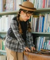 ベビー服 女の子 子ども服 こども キッズ ジュニア チェック柄 重ね着風 Aライン 長そでトレーナー ブラック(00) モデル画像3