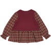 ベビー服 女の子 子ども服 こども キッズ ジュニア チェック柄 重ね着風 Aライン 長そでトレーナー エンジ(31) 背面