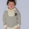 子供服 男の子 男女兼用 ボーダー柄 襟付き 裏毛 ハーフジップ トレーナー