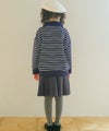 子供服 男の子 男女兼用 ボーダー柄 襟付き 裏毛 ハーフジップ トレーナー ネイビー(06) モデル画像全身