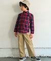 子供服 男の子 男女兼用 ストレッチツイル ストレートパンツ ベージュ(51) モデル画像アップ