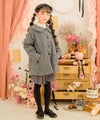 子供服 女の子 チェック柄 襟付き 厚手 微起毛コート ホワイト×ブラック(10) モデル画像2