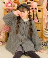 子供服 女の子 チェック柄 襟付き 厚手 微起毛コート ホワイト×ブラック(10) モデル画像3