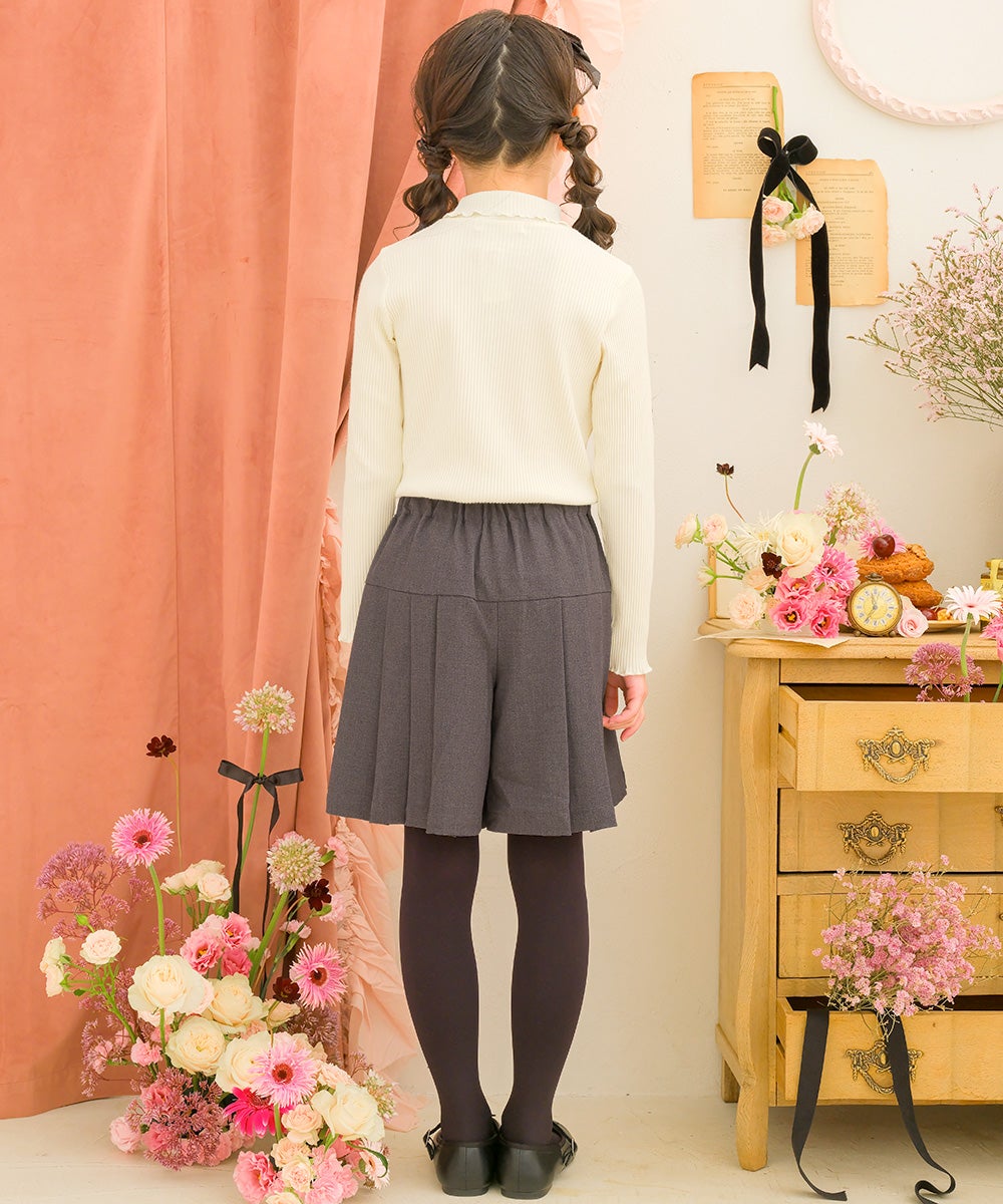 子供服 女の子 リブ ハイネックカットソー オフホワイト(11) モデル画像3