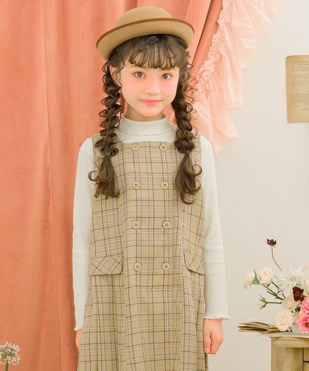子供服 女の子 リブ ハイネックカットソー オフホワイト(11) モデル画像4