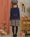 子供服 女の子 オリジナルロゴ刺繍 チェック柄 タックキュロットパンツ ネイビー(06) モデル画像1