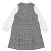 子供服 女の子 チェック柄×ブラウス 重ね着風 リボン付きワンピース ホワイト×ブラック(10) 背面