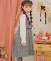 子供服 女の子 チェック柄×ブラウス 重ね着風 リボン付きワンピース ホワイト×ブラック(10) モデル画像3