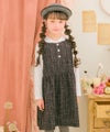 子供服 女の子 パール調ボタン付き ツイードワンピース ブラック(00) モデル画像アップ