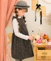 子供服 女の子 パール調ボタン付き ツイードワンピース ブラック(00) モデル画像1