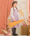 子供服 女の子 パール調ボタン付き ツイードワンピース パープル(91) モデル画像全身